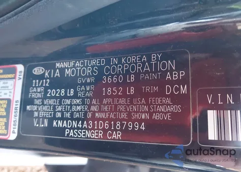 2013 Kia Rio Ex z USA, uszkodzony, nr VIN KNADN4A31D6187994